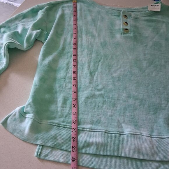 The Sweatshirt Project Oversized Teal Tie Dye Henley Sweatshirt Women's Size L - Picture 15 of 16